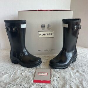 Hunter Glossy Black Boots Little Girl  Size 13B